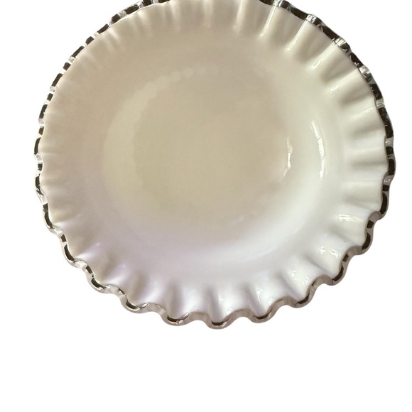 Vintage Fenton Silver Crest Milk Glass Compote Dish - Picture 2 of 8